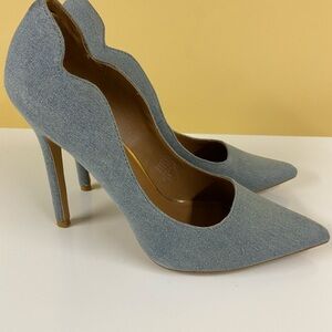 Women’s Denim Textile High Heels Size 10.